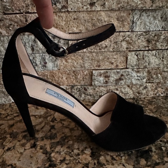 Prada Sued Ankle Strap Pump Sandals - Picture 2 of 11